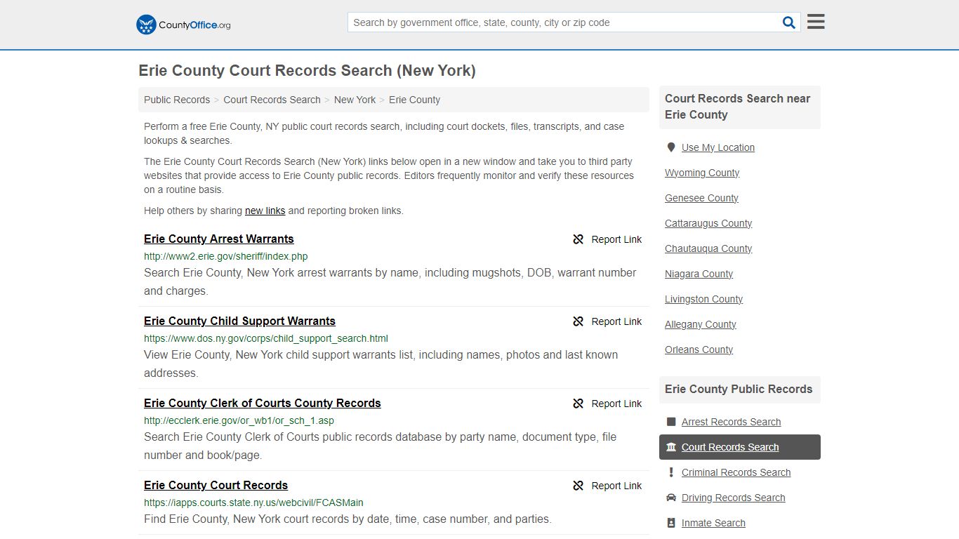 Erie County Court Records Search (New York) - County Office